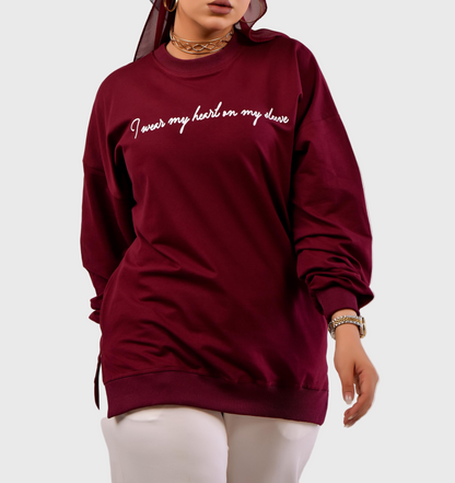Sweatshirt I wear my heart - Mink Pink Store