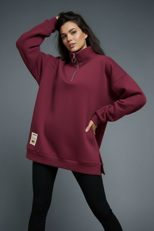 Luxe Relaxed Half-Zip Sweatshirt - Mink Pink Store