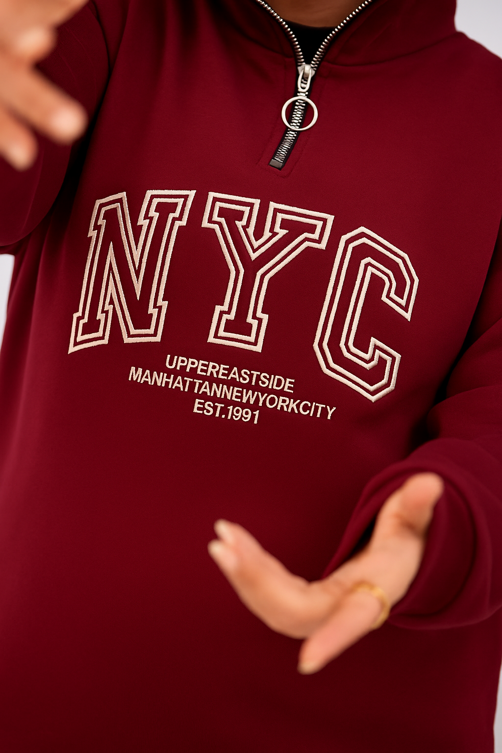 Oversized Half-Zip Sweatshirt NYC - Mink Pink Store