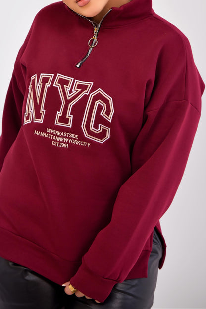 Oversized Half-Zip Sweatshirt NYC