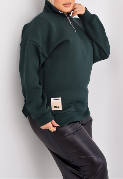 Luxe Relaxed Half-Zip Sweatshirt