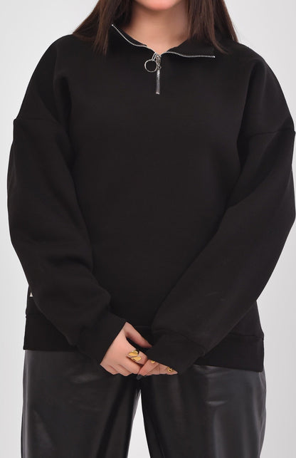 Luxe Relaxed Half-Zip Sweatshirt