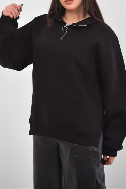 Luxe Relaxed Half-Zip Sweatshirt