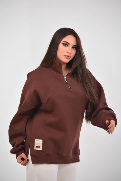 Luxe Relaxed Half-Zip Sweatshirt